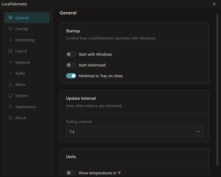 General settings