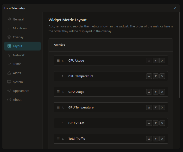 Taskbar layout settings