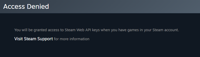 Steam API Key Access Denied